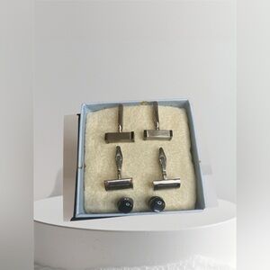 Silver and Black Cufflinks Set